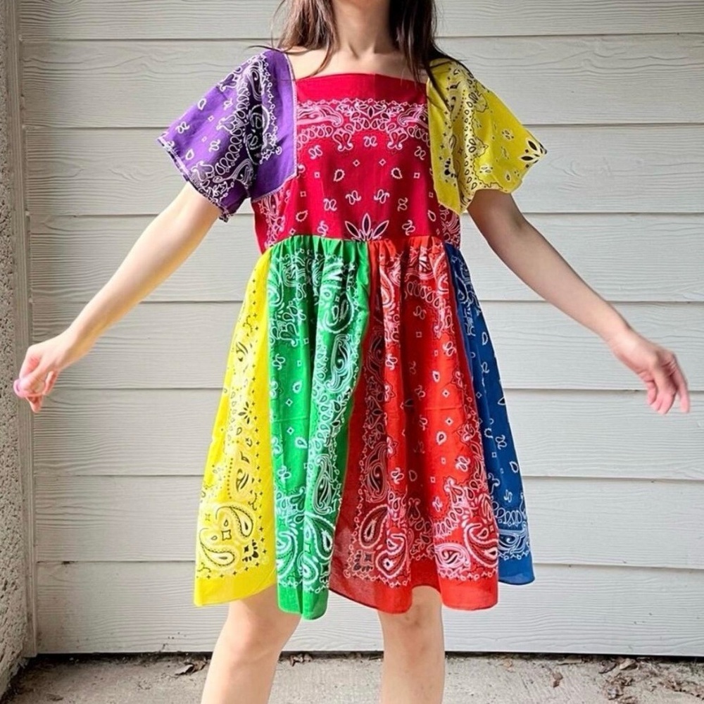 Handmade Rainbow Bandana Dress SKU 20226